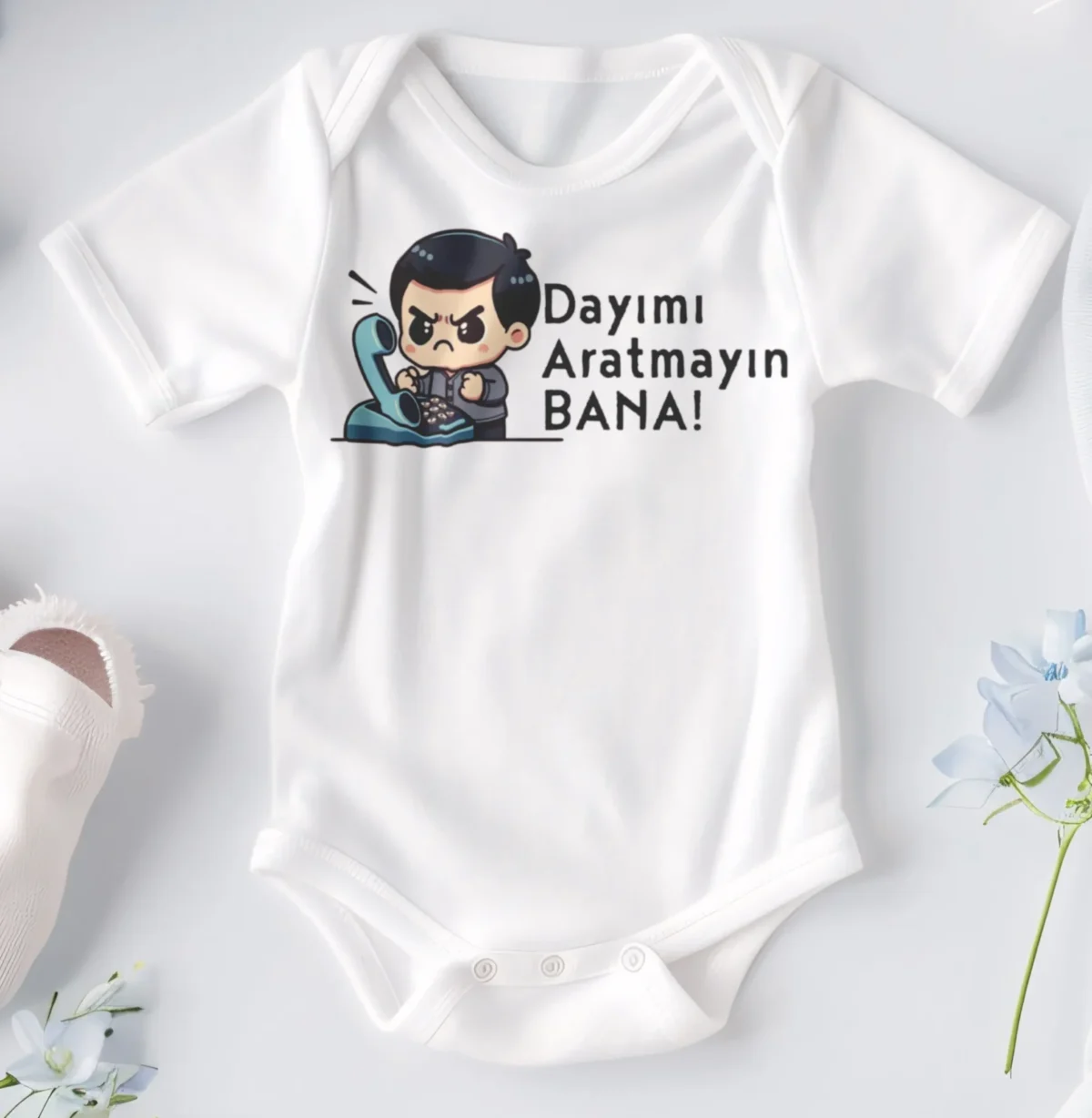 Dayımı Aratmayın Bana Baskılı Erkek Bebek Body Baskılı Zıbın - Görsel 1